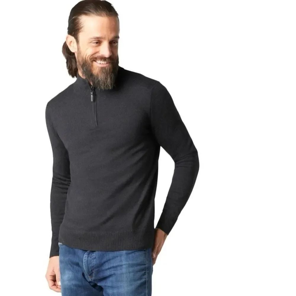 Smartwool Men's Charcoal Grey Wool Blend Knit Pullover 1/2 Zip Sweater Size M